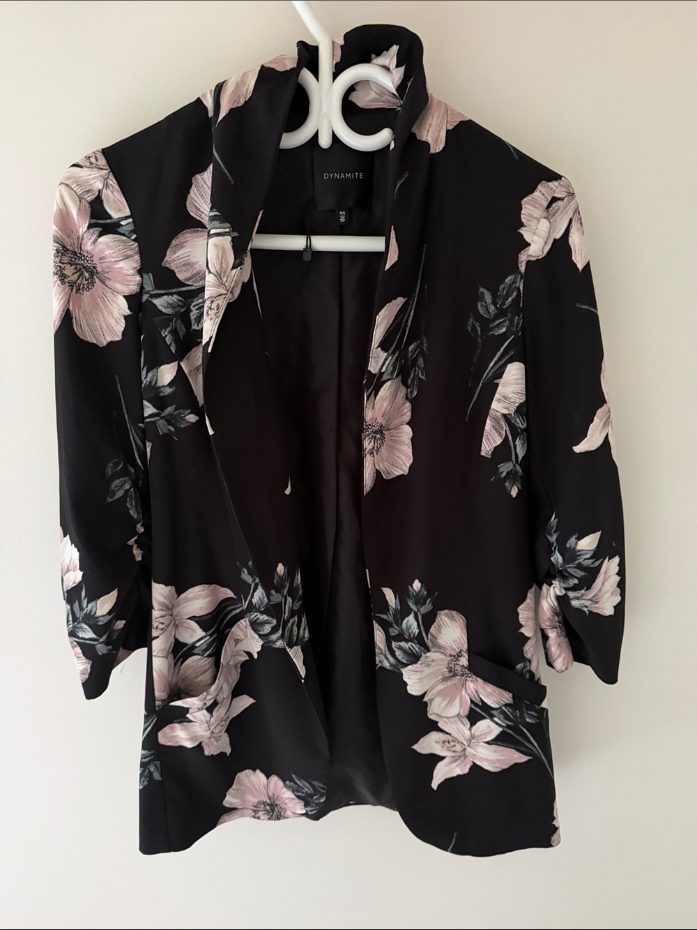 Dynamite Black Blazer with Pink Floral Print